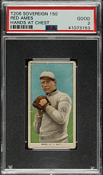 1909-1911 T206 White Border Red Ames Hands at Chest PSA GOOD 2 - Sovereign 150 Back
