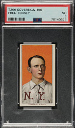 1909-1911 T206 White Border Fred Tenney PSA VG 3 - Sovereign 150 Back