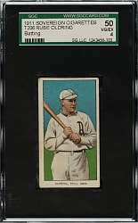 1909-1911 T206 White Border Rube Oldring Batting SGC VG/EX 50 - Sovereign 460 Back