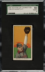 1909-1911 T206 White Border Ed Konetchy Glove Above Head SGC VG/EX 50 - Sovereign 150 Back