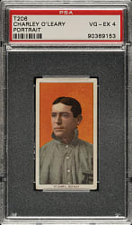 1909-1911 T206 White Border Charley O'Leary Portrait PSA VG-EX 4 - Sovereign 150 Back