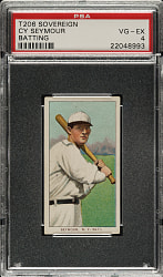 1909-1911 T206 White Border Cy Seymour Batting PSA VG-EX 4 - Sovereign 150 Back