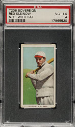 1909-1911 T206 White Border Red Kleinow New York with Bat PSA VG-EX 4 - Sovereign 150 Back