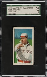 1909-1911 T206 White Border Joe Lake New York SGC EX 60 - Sovereign 150 Back