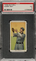 1909-1911 T206 White Border Harry Bay Southern Leaguer PSA VG 3 - Old Mill Back