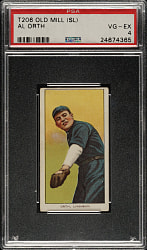 1909-1911 T206 White Border Al Orth Southern Leaguer PSA VG-EX 4 - Old Mill Back