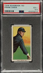 1909-1911 T206 White Border Frank Owen PSA EX+ 5.5 - Sovereign 150 Back