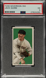 1909-1911 T206 White Border Jack Quinn PSA EX 5 - Sovereign 350 Back - 1 of 2 - Highest Graded!