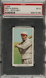 1909-1911 T206 White Border Red Kleinow New York with Bat PSA EX 5 - Sovereign 350 Back