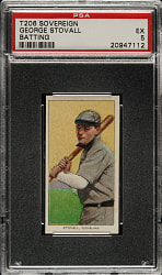 1909-1911 T206 White Border George Stovall Batting PSA EX 5 - Sovereign 460 Back - 1 of 2 - Highest Graded!