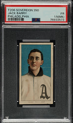 1909-1911 T206 White Border Jack Barry PSA FAIR 1.5 (MK) - Sovereign 350 Back
