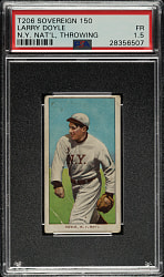 1909-1911 T206 White Border Larry Doyle Throwing PSA FAIR 1.5 - Sovereign 150 Back