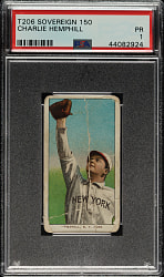 1909-1911 T206 White Border Charlie Hemphill PSA POOR 1 - Sovereign 150 Back
