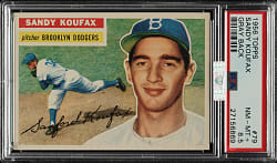 1956 Topps #79 Sandy Koufax Gray Back PSA NM-MT+ 8.5 (MBA Silver Diamond)