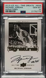 2013-2014 Upper Deck All-Time Greats Signatures Basketball #MJ6 Michael Jordan #8/45 PSA GEM MINT 10