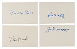 Hall of Fame Signed Index Card Collection (4) Including Joe DiMaggio and Stan Musial