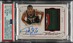 2014-2015 Panini Flawless Patch Autographs Basketball #PA-GA Giannis Antetokounmpo Ruby #14/15 PSA GEM MINT 10 with GEM MINT 10 Signature