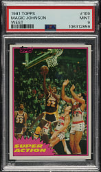 1981-1982 Topps Basketball #109 Magic Johnson Super Action PSA MINT 9