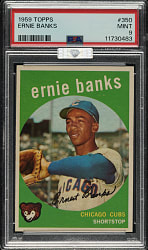 1959 Topps #350 Ernie Banks PSA MINT 9 (MBA Silver Diamond)