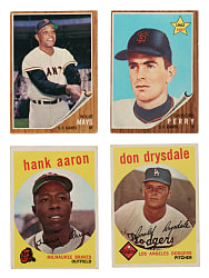 1958 to 1968 Topps Collection (65) Including Hank Aaron, Willie Mays, and Gaylord Perry Rookie
