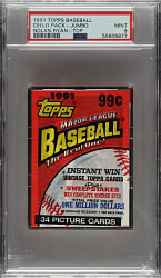 1991 Topps Unopened Jumbo Cello Pack PSA MINT 9 - Nolan Ryan on Top