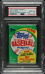 1990 Topps Unopened Cello Pack PSA GEM MINT 10 - Nolan Ryan on Top