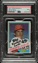 1981 Topps Unopened Cello Pack PSA MINT 9 - Nolan Ryan on Top