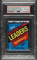1986 Topps Major League Leaders Unopened Cello Pack PSA GEM MINT 10 - Don Mattingly on Back