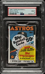 1986 Topps Unopened Cello Pack PSA MINT 9 - Nolan Ryan on Top