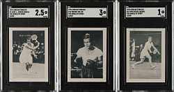 1939 African Tobacco "The World of Sport" (Large) SGC-Graded Trio: Freddie Miller, Helen Jacobs and Jedrzejowska