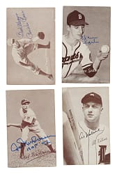 Signed 1947-1966 Exhibits Collection (60) Including Pee Wee Reese, Al Kaline, and Warren Spahn