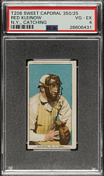 1909-1911 T206 White Border Red Kleinow New York, Catching PSA VG-EX 4