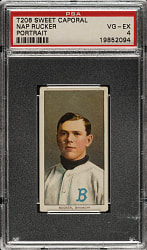 1909-1911 T206 White Border Nap Rucker Portrait PSA VG-EX 4