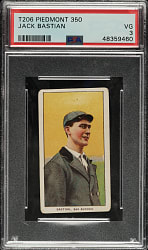 1909-1911 T206 White Border Jack Bastian Southern Leaguer PSA VG 3