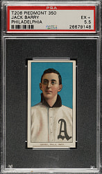 1909-1911 T206 White Border Jack Barry PSA EX+ 5.5