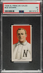 1909-1911 T206 White Border Bud Sharpe PSA EX 5 - El Principe de Gales Back