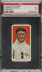 1909-1911 T206 White Border Admiral Schlei Portrait PSA EX 5 - Polar Bear Back