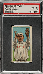 1909-1911 T206 White Border Jake Stahl Glove Shows PSA VG-EX 4 - Polar Bear Back