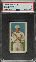 1909-1911 T206 White Border Rube Oldring Batting PSA VG 3 - Polar Bear Back