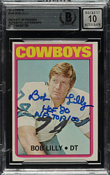 Signed 1972 Topps Football #145 Bob Lilly Beckett GEM MINT 10 Signature
