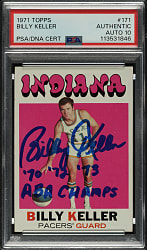 Signed 1971-1972 Topps Basketball #171 Billy Keller PSA/DNA GEM MINT 10