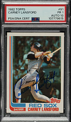 Signed 1982 Topps #91 Carney Lansford PSA POOR 1 with GEM MINT 10 Signature