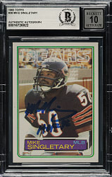 Signed 1983 Topps Football #38 Mike Singletray Rookie Beckett GEM MINT 10 Signature