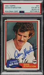 Signed 1981 Topps #81 Dave Stapleton PSA EX-MT 6 with GEM MINT 10 Signature
