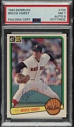 Signed 1983 Donruss #134 Bruce Hurst PSA NM 7 with NM-MT 8 Signature