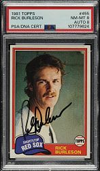 Signed 1981 Topps #455 Rick Burleson PSA NM-MT 8 with NM-MT 8 Signature