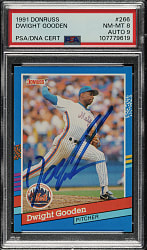 Signed 1991 Topps #266 Dwight Gooden PSA NM-MT 8 with MINT 9 Signature