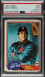 Signed 1981 Topps #525 Mike Torrez PSA EX 5 with NM 7 Signature