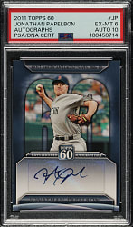 2011 Topps 60 Autographs #T60A-JP Jonathan Papelbon PSA EX-MT 6 with GEM MINT 10 Signature