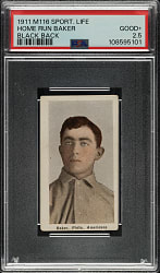 1910-1911 M116 Sporting Life Frank "Home Run" Baker Black Back PSA GOOD+ 2.5